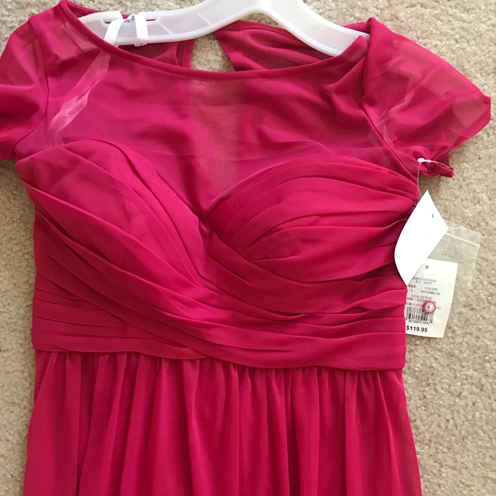 NWT David’s Bridal capped sleeve chiffon dress